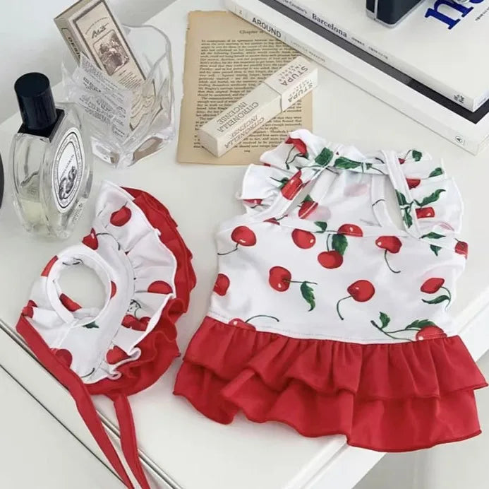 Wholesale Cherry Pet Swimming Clothes Dog One Piece Dress Vest Swimsuit