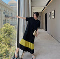Wholesale 2026 Summer New Korean Version Loose Large Size Trousers Stitching Over the Knee Dress Short Sleeve T-shirt Dress
