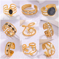 Cunyan 2025 Vintage Design Stainless Steel Chunky Open Rings Fashionable Enamel Gold Plated Trendy Women's Wholesale Bulk