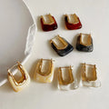SC Retro Elegant U Shape Transparent Resin Acrylic Statement Earrings 2023 Fashion Two Tone Chunky Square Hoop Earrings Women