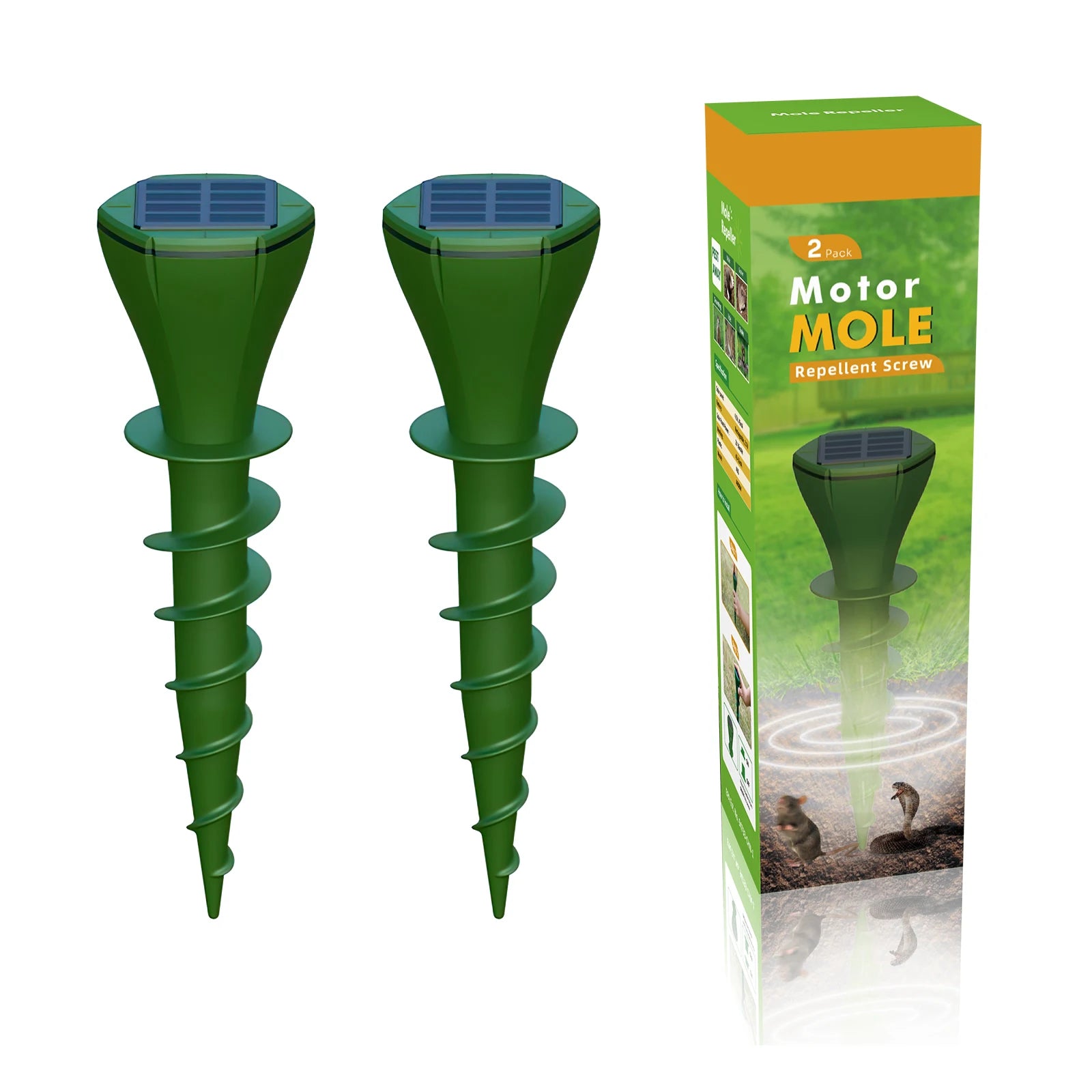 4 Pack Solar Powered Snake Gopher Vole Repellent Mole Trap Screw Stakes Battery Operated Mole Repellent
