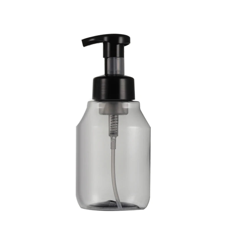Transparent Gray 300ML Pet Plastic Hand Soap Bottle Cleanser with Pump Sprayer Foam Cleansing Mousse Maser