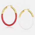 Simple High Class Feeling Brass 24k Real Gold Plated Drip Oil and Enamel Colored Hoop Earrings