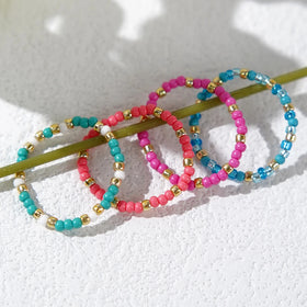 Go2boho 4PCS Boho Handmade Jewelry Stackable Dainty Colorful Bead Stretch Rings for Women 2024 New Daily and Valentine's Gifts