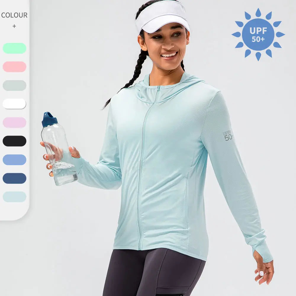 Hot Sale Women Outdoor Anti Uv Quick-dry Thin Sun Protection Clothing Upf 50+ Ice Cold Anti-uv Sunscreen Clothing With Hooded