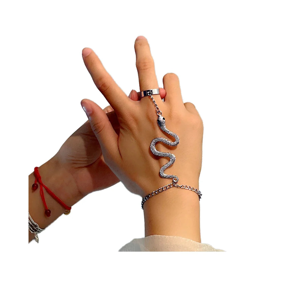 Fashion Simple Personalized Irregular Alloy Snake Hand Back Chain With Finger One Piece Chain for Women