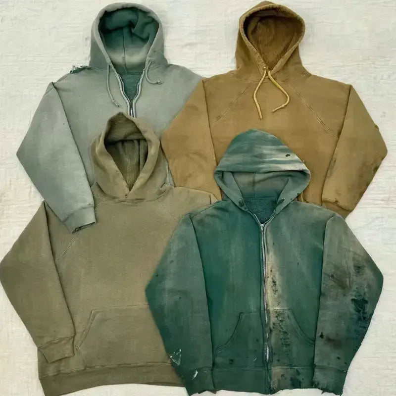 Acid Washed Hoodie Custom Manufacturer High Quality Unisex 100% Cotton Pullover Hoodie Vintage Aci Washed Distressed Hoodie