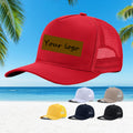 5-Panel Plain Cotton Trucker Cap Breathable Sun Cap Curved Visor Mesh Fashionable Gorra for Cycling Featuring Custom Logo Patch