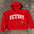 Custom Distress Embroidered Logo Red Zipper Hoodies Men Heavyweight Street Wear Distressed Crop Zip up Hoodies