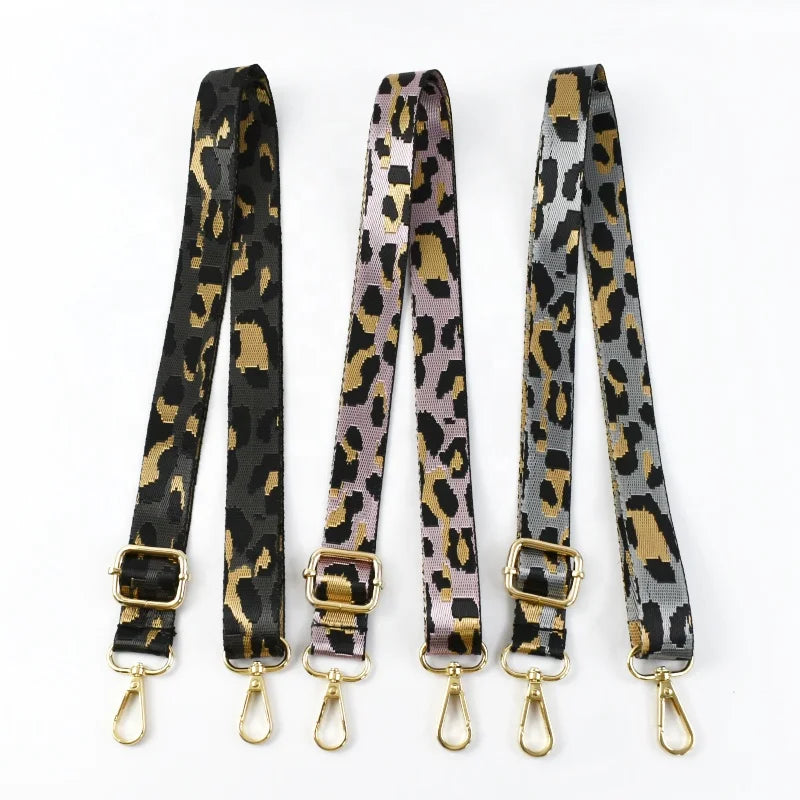Meetee B-J358 2.5cm*75-130cm Colorful Leopard Pattern Narrow Shoulder Strap Single Shoulder Crossbody Long Lightweight Strap