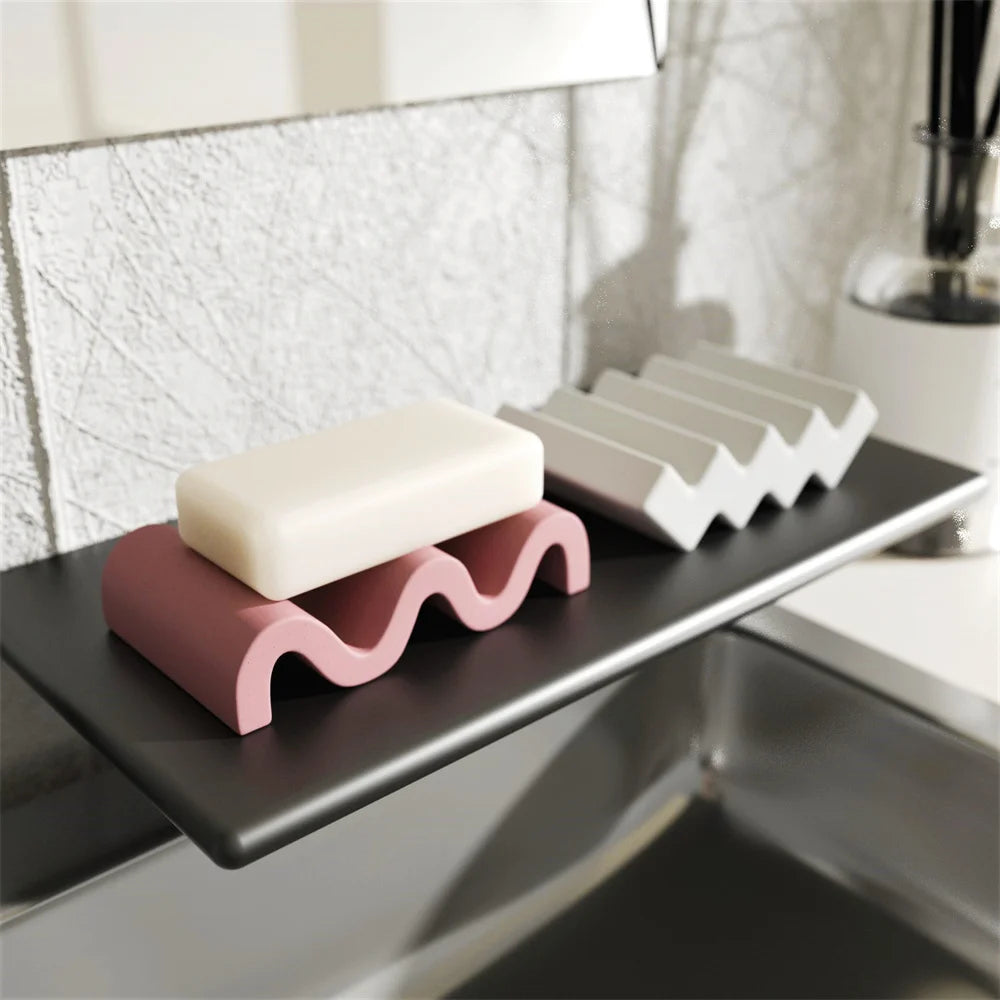 Nicole Handmade Silicone Soap Dish Concrete Mold Self Draining Soap Holder Tray Soap Rack Eco-Friendly Dishwasher