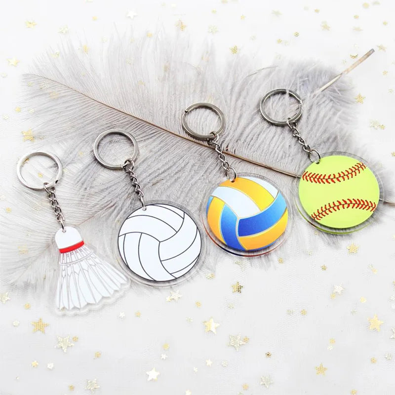 Promotional Football Sports Souvenirs Gift Plastic Key Chain Custom Logo Clear Acrylic Keychain Holographic