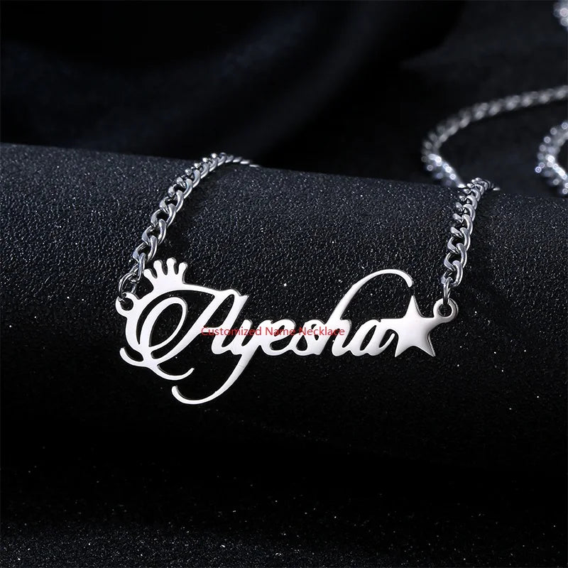 Custom Darling Letter Pendant Necklace Stainless Steel with Rhodium & Gold Plating Zircon Stone for Weddings & Parties