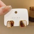 Simple Jewelry Gold Plated Geometric Earrings Splice Color Amber Resin Square Stud Earrings for Women