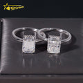 Fashion Women Jewelry Radiant Cut 3ct Moissanite 925 Sterling Silver Gold Plated Halo Set Plain Band Engagement Women's Rings