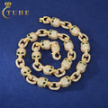 Customized Personality Design Men Jewelry 13MM 925 Silver VVS Moissanite Iced Out Green Eye Skull Link Chain Necklace
