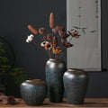 Antique Bronze Coarse Pottery Vase Antique Bubble Glaze Craft  Hydroponic Flower Vase Chinese Decoration