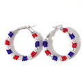 Go2boho American Independence Day Boho Hoop Earrings Fashionable Women Jewelry Mixed Color Geometric Design for Parties
