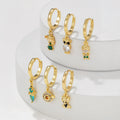 Light Luxury Exquisite Cartoon Fairy Tale Earrings 18K Gold Plated Brass Earrings Niche Design Color Zircon Earrings for Women