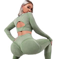 2023 Hollowed-out Long-sleeved Pants Tight-fitting Sports Suit Seamless Yoga Running Long Fitness Two-piece Set