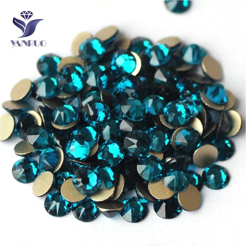 YANRUO Blue Zircon Color Crystal Applique Rhinestone Embroidery Rhinestone Non Hot Fix Rhinestone