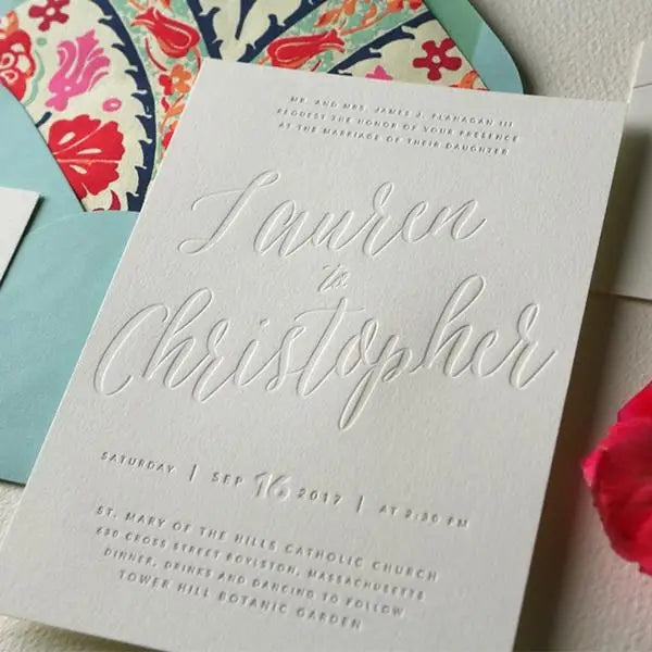 2026 New Arrivals Minimalist Design Cotton Paper With Blind Foil Luxury DIY Craft Cotton Paper Romantic Wedding Invitation Cards