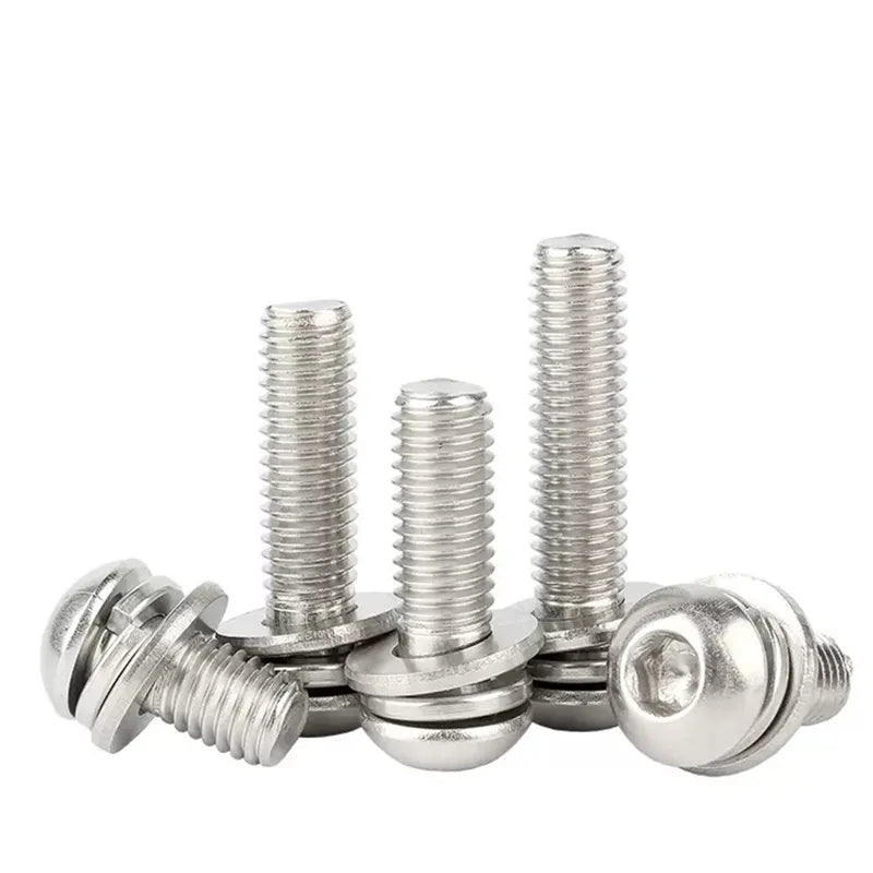 Black Zinc Plated Hex Socket Pan Head Combination Screw Sems Bolts With Flat Washer Spring Lock Washer Assembly