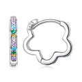 925 Sterling Silver Simple Style Rainbow Zirconium Flower Ear Buckles Hoop Earrings for Women Fine Jewelry Wedding Gift BSE612