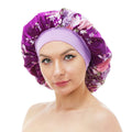 GTOP Wholesale Custom Logo Hair Accessories Flower Print Elastic Wide Band Polyester Bonnet Salon Hat Stain Bonnet for Women