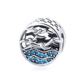 Factory Seagulls Charm 925 Sterling Silver Blue Zircon Round Bead Pendant Fit Bracelet Necklace Fashion Jewelry SCC1454