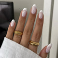 24 Pcs Classic Nude pink French White Wear Short Almond Nails Acrylic Press on Nails Artificial Fingernails False Nails 3683