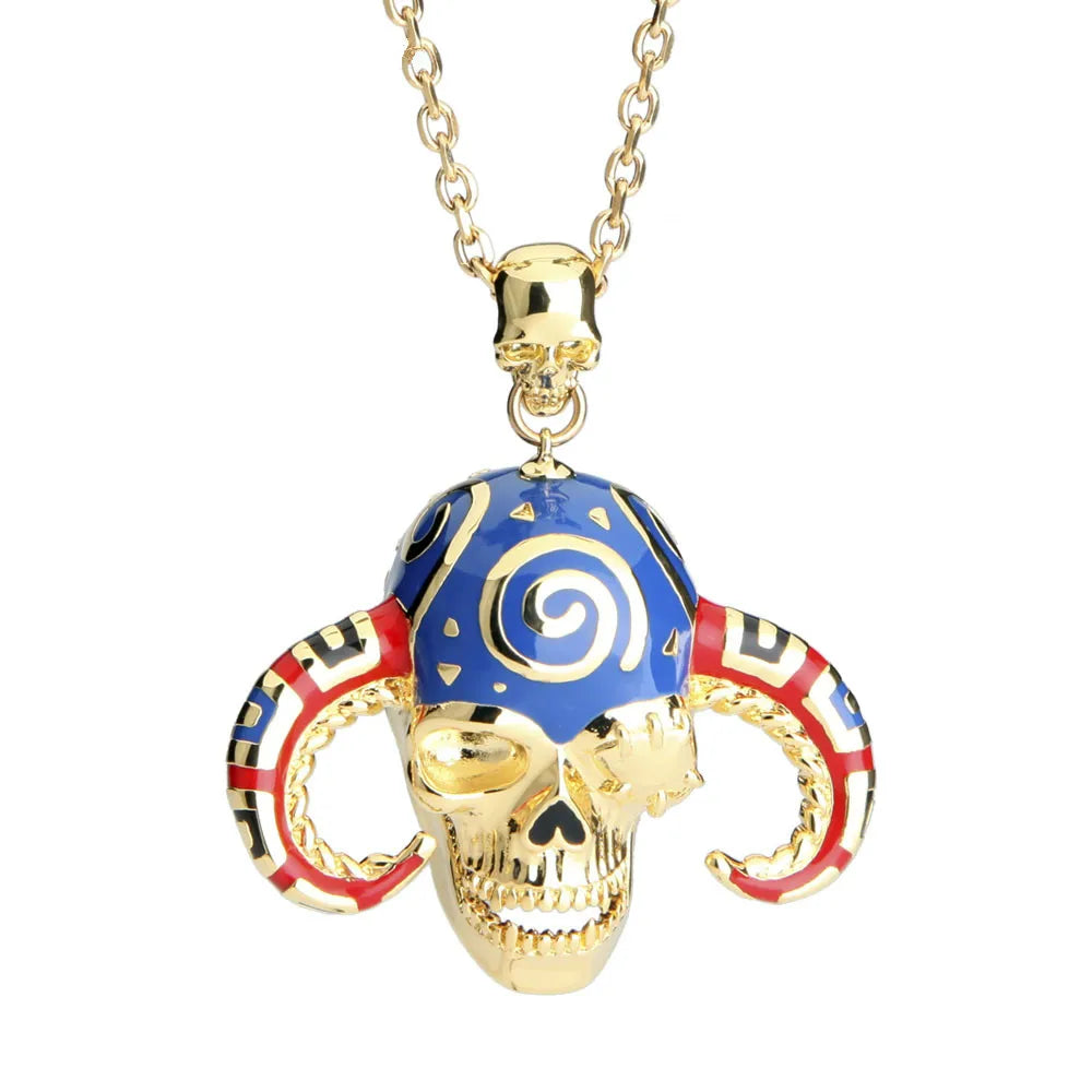 OEM Vintage Choker Statement Necklace for Women Gold Plated 3D Skeleton Pendant Brass Chain Enamel Collares Perfect Gift