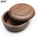 High End Eco Friendly Handcrafted Walnut Wood Shaving Soap Container Bowl Wooden Shaving Dish Soap Holder with Lid