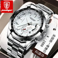 Poedagar Langlishi 1801 Quartz Watch Men's Watches Luxury Stainless Steel Waterproof Luminous Date Business Wrist Watches for Ma
