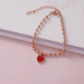 HOVANCI Unique Metal Beads Bracelet Stainless Steel Red Heart Zircon 11 Charm Bracelets for Women