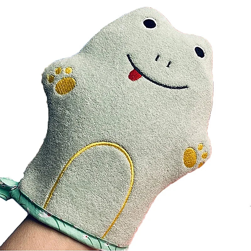 Lovely Five-Finger Bath Glove and Body Scrubber Children's Fashionable Oval Exfoliating Towel Cotton Kid's Skin Care