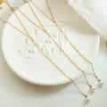 Beimai OEM Necklace Long Tassel Pearl 18k Gold Plated Titanium Steel Sweater Chain Necklace