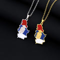 Enamel Serbia Map Pendant Necklace for Men and Women Stainless Steel Silver 18K Gold Plated Enameled Serbia Map Necklace
