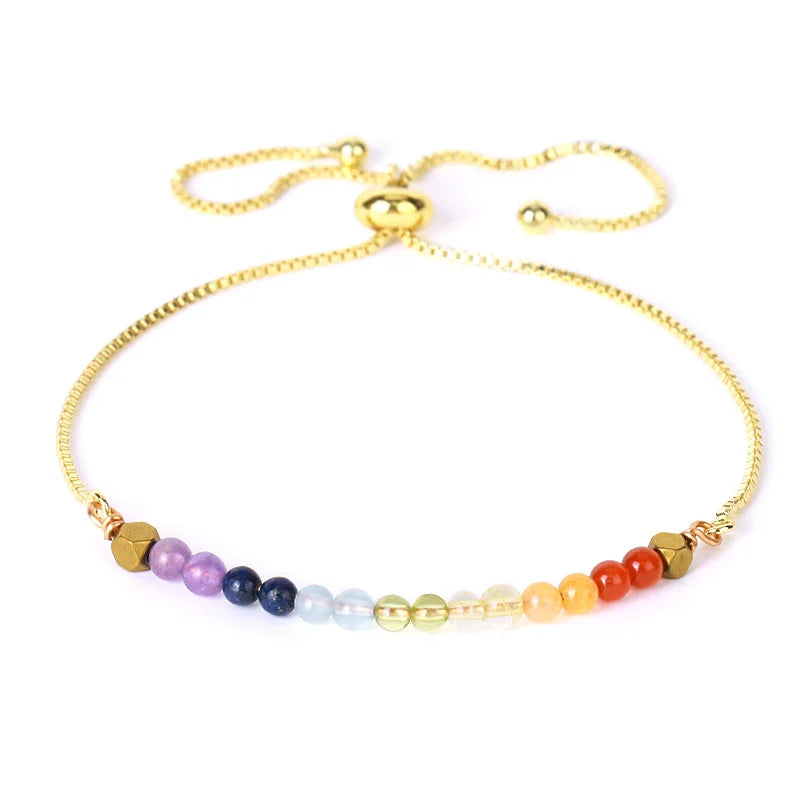 CSJA Fashion Natural Stone Bracelet Healing Chakra Stainless Steel Bracelet for Women Amethysts Rose Crystal Quartz H011