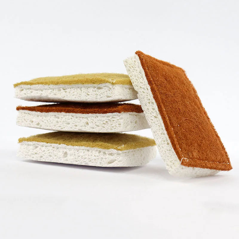 Natural Scouring Pad Biodegradable Household Wash Cleaning Coconut Palm Cellulose Sponge for Kitchen
