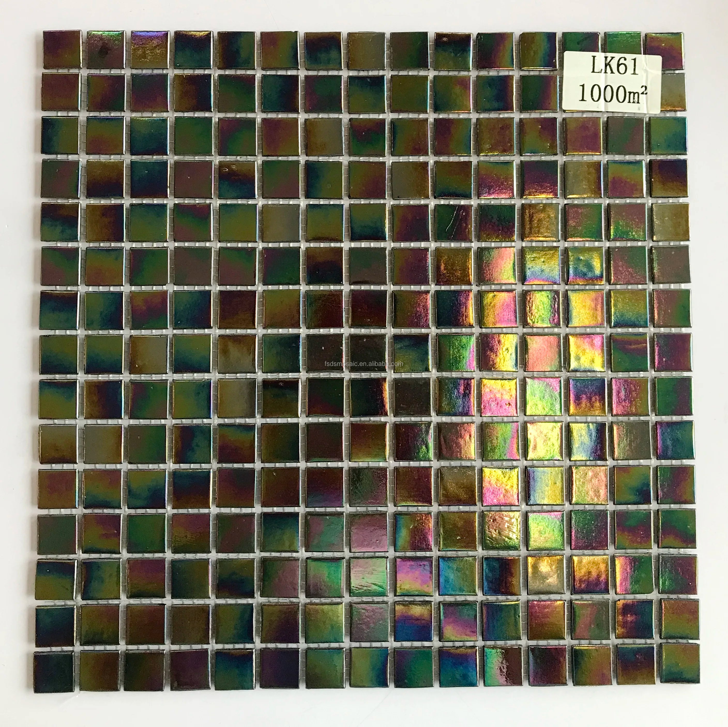 Modern Gray Square Mini Mosaic Glass Tile Iridescent Hot Melt for Interior Walls and Glass Swimming Pools Hot Design Style
