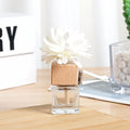 Empty Perfume Bottles Flower Wooden Cap Transparent Glass Car Perfume Bottle with Car air Conditioner air Outlet Clip