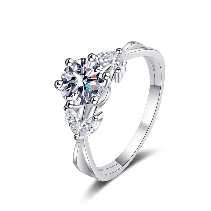 Moissanite Engagement Rings for Women 1Carat Wedding Band D Color VVS1 925 Sterling Silver Rhodium Plated Promise Ring
