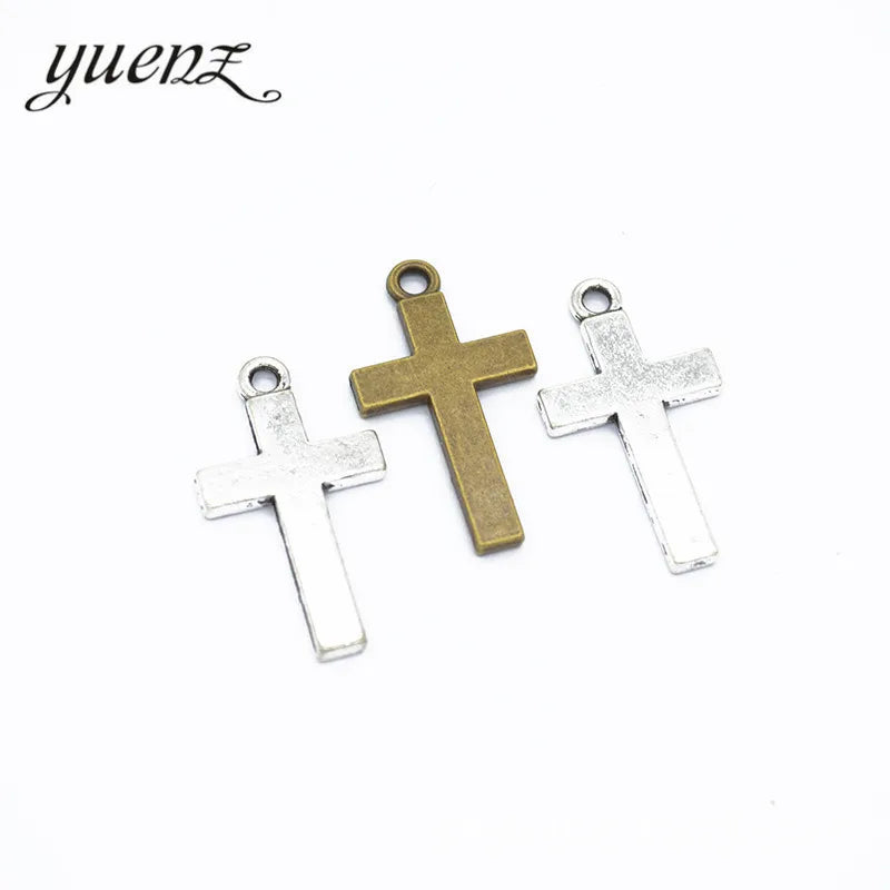 YuenZ Antique Silver color Plated cross Charms Pendants Jewelry Making Bracelet Accessories Diy Crafts Handmade T69