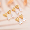 Personalized Trendy Party Vintage Stainless Steel Pearl 18k Gold Plated Heart Earrings