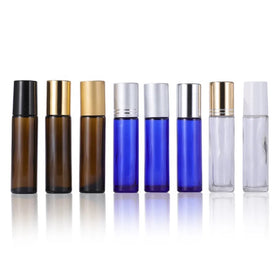 Wholesale Bulk Empty 10ml Amber Clear Blue Glass Perfume Essential Oil Roll on Roller Bottle for Sale