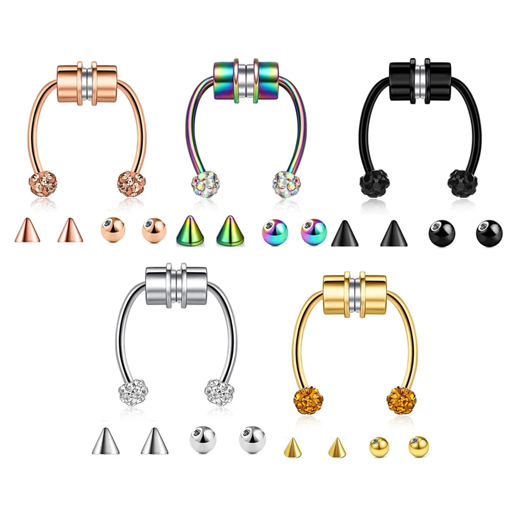 Nose Ring Reusable Alloy Horseshoe Faux Non Piercing Nez Jewelry Magnetic Body Nose Piercings Wholesale