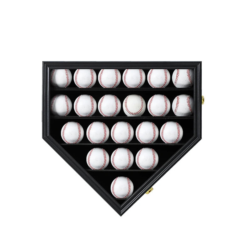 Solid Wood 21 Baseball Display Case Wall Cabinet Holder Shadow Box Elegant Wood Frames for Sports Memorabilia