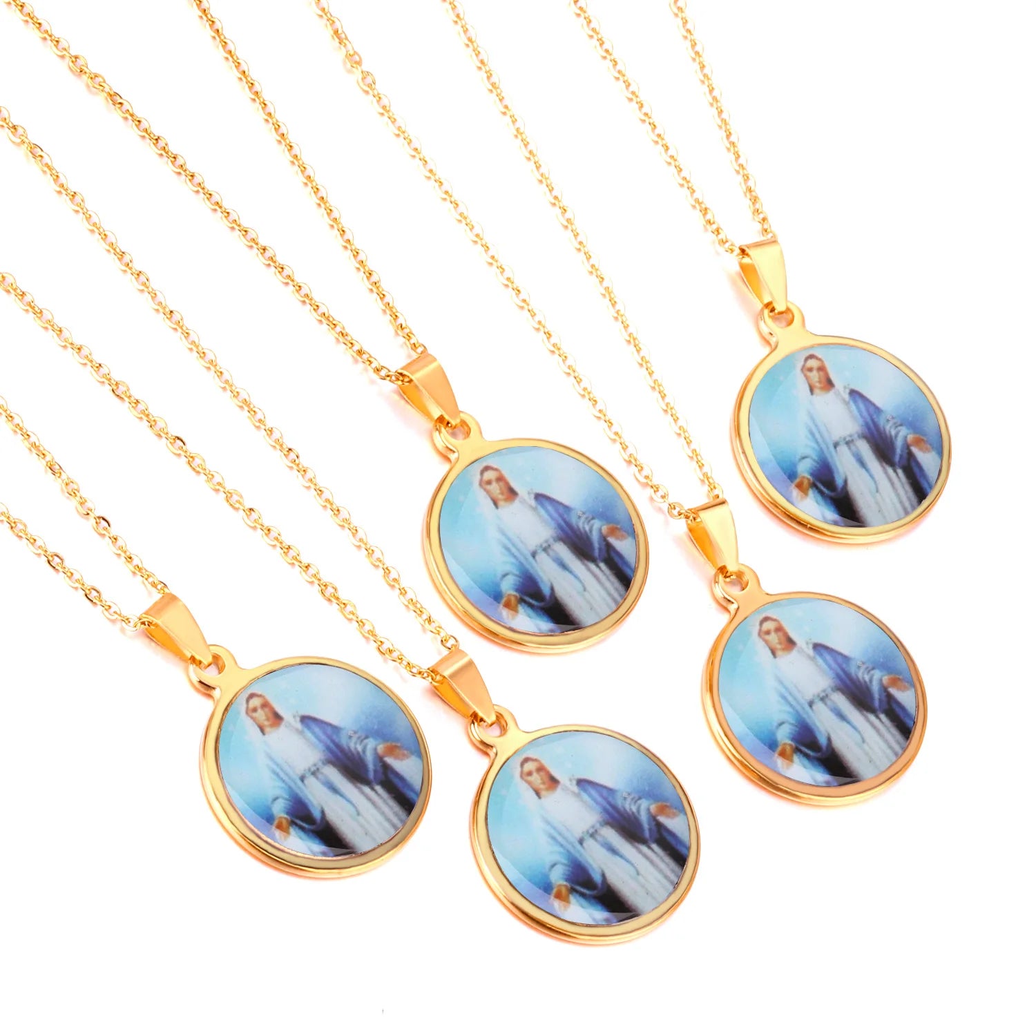Buddhist Religious Pendant Necklaces Women Children Ason Steel 18K Gold Plated Stainless Steel Trendy Necklace