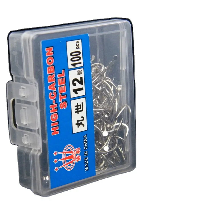 Fishing Hooks Silver  High Carbon Steel Fishhook 100pcs/box With a Crooked Beak and a Hangnail for Wild Fishing